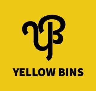 Yellow Bins company logo with yellow background