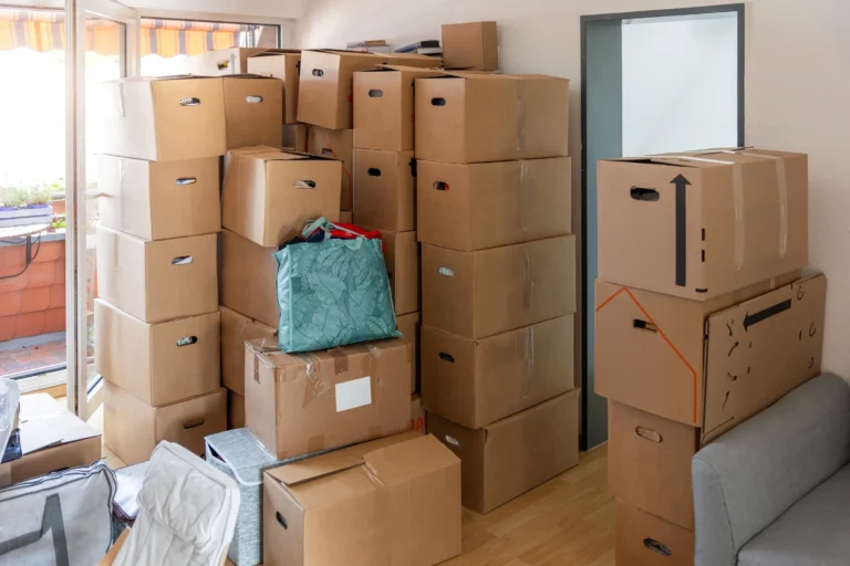 Residential disposal bin used for furniture and junk removal during pre-move declutter
